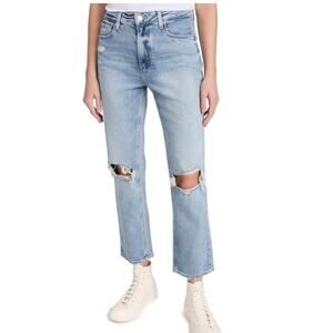 Revolve PAIGE Noella High Rise Straight Leg Jeans Size 27 Distressed Raw Hem